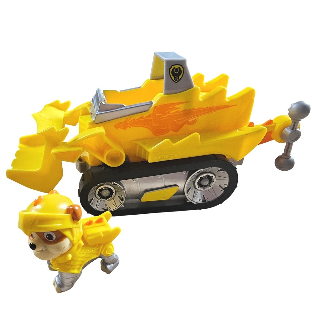 Paw Patrol Rescue Knights Rubble Deluxe Transforming‎ Vehicle and Figure Yellow